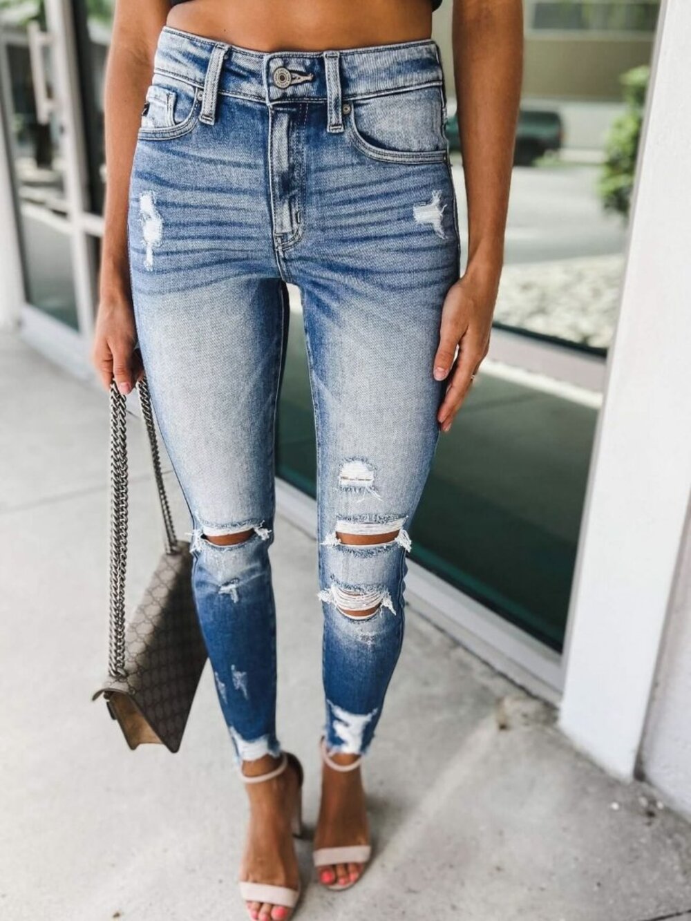 KANCAN*LoWRiSe*Distressed*AnKLe Skinny Jeans! 27 measured 28x28 - Picture 1 of 7